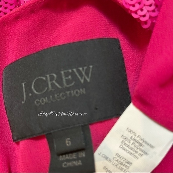 J.Crew Collection rare fuchsia pink & black windowpane sequin shift dress - Picture 12 of 13